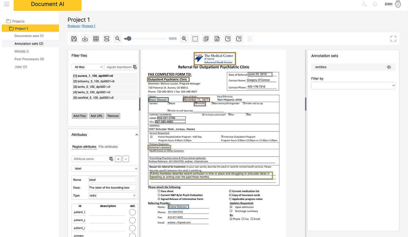 Document AI image annotator view